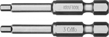 Биты торсионные кованые, обточенные, хвостовик E 1/4, HEX3, 50 мм, 2 шт KRAFTOOL 26127-3-50-2