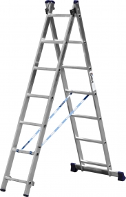 Двухсекционная лестница СИБИН, 7 ступеней, со стабилизатором, алюминиевая 38823-07