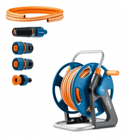 GRINDA HRK-25, шланг 25м x 1/2 , поливочный набор 4 предмета, стальные опоры, катушка со шлангом в комплекте ProLine (428460) 428460