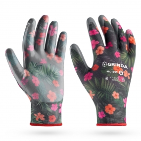 GRINDA PROTECT, S (7), садовые перчатки с прозрачным нитриловым покрытием, чёрные, 13 класс (11296-S) 11296-S_z01