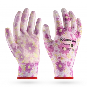 GRINDA PROTECT, S (7), садовые перчатки с прозрачным нитриловым покрытием, зелёные, 13 класс (11295-S) 11295-S_z01