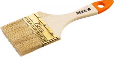 Кисть флейцевая DEXX, деревянная ручка, натуральная щетина, индивидуальная упаковка, 75мм 0100-075_z02