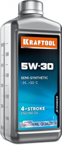 KRAFTOOL 5W-30, 1 л, зимнее полусинтетическое масло для 4-тактных двигателей (41514-1) 41514-1