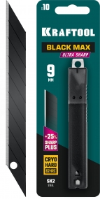 KRAFTOOL BLACK MAX 9 мм лезвия сегментированные, 9 сегментов, 10 шт 09602-09-S10