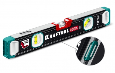 KRAFTOOL A-RATE CONTROL, 400 мм, точность 0.3 мм/м, с зеркальным глазком, сверхпрочный магнитный уровень (34988-40) 34988-40