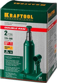 Домкрат двухштоковый бутылочный 2 т, 170-380 мм KRAFT BODY KRAFTOOL 43463-2