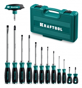 KRAFTOOL IMPACT 13 шт, сквозной стержень Cr-Mo, набор ударных отверток (25035) 25035