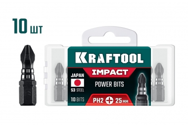 KRAFTOOL Impact PH 2, 25 мм, 10 шт, ударные биты (26191-2-25-S10) 26191-2-25-S10