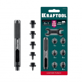 KRAFTOOL LPI-6 с набором насадок 1-6 мм, ударный пробойник для кожи (22951) 22951