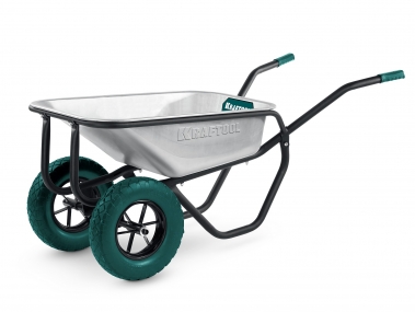 KRAFTOOL MAXDrive-2 110л, 280 кг, двухколесная, с трубным усилителем, кузов 0,9 мм, полиуретановые колеса, тачка строительная (39860) 39860