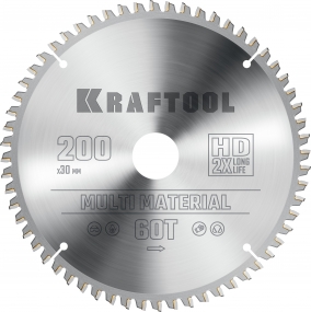 KRAFTOOL Multi Material 200х30мм 60Т, диск пильный по алюминию 36953-200-30