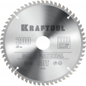 KRAFTOOL Multi Material 200х32мм 60Т, диск пильный по алюминию 36953-200-32