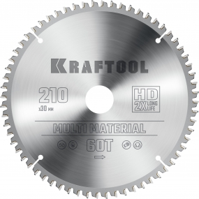 KRAFTOOL Multi Material 210х30мм 64Т, диск пильный по алюминию 36953-210-30