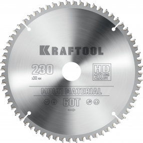 KRAFTOOL Multi Material 230х30мм 64Т, диск пильный по алюминию 36953-230-30