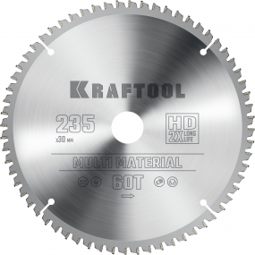 KRAFTOOL Multi Material 235х30мм 64Т, диск пильный по алюминию 36953-235-30