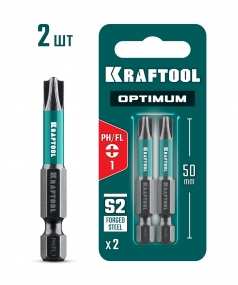 KRAFTOOL OPTIMUM PH/FL 1, 50 мм, 2 шт, биты (261221-1-50-2) 261221-1-50-2
