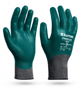 KRAFTOOL ProFlex Max, XL (10), полный облив, эластичные перчатки, вспененное нитриловое покрытие, 15 класс (11240-XL) 11240-XL