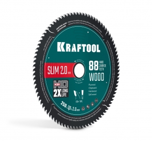 KRAFTOOL Slim wood cut 250 х 30 x 2.0 мм, 88Т, диск пильный по дереву, (36955-250-30-88) 36955-250-30-88