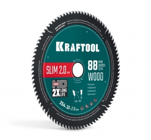 KRAFTOOL Slim wood cut 254 х 30 x 2.0 мм, 88Т, диск пильный по дереву, (36955-254-30-88) 36955-254-30-88