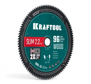 KRAFTOOL Slim wood cut 305 х 30 x 2.2 мм, 96Т, диск пильный по дереву, (36955-305-30-96) 36955-305-30-96