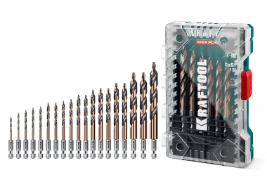 KRAFTOOL STEP POINT, 19 шт, набор сверл по металлу для винтовёртов и шуруповертов IMPACT READY (29653-H19) 29653-H19