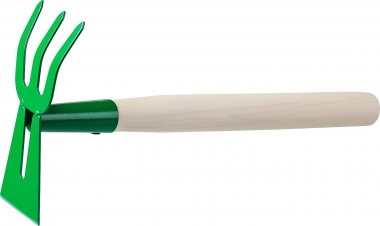 Мотыга-рыхлитель, РОСТОК 39627, с деревянной ручкой, лопатка+3 зуба гнутая, 145x75x390мм 39627
