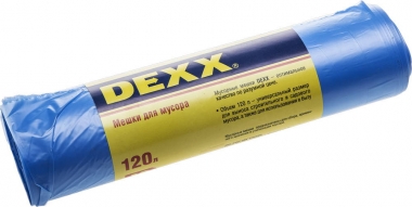 Мусорные мешки DEXX 120л, 10шт, голубые 39150-120