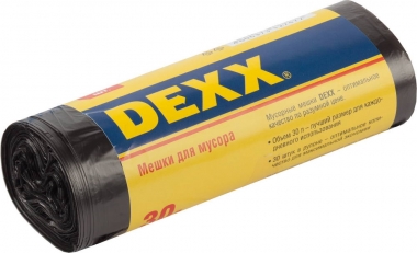 Мусорные мешки DEXX 30л, 30шт, чёрные 39150-30