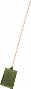 Плоская пластиковая метла на деревянном черенке СИБИН, 320х255мм, распушенная гибкая, полипропилен, коническое резьбовое соединение 39224-1