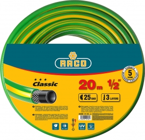 Поливочный шланг RACO CLASSIC 1/2 20 м 25 атм трёхслойный армированный 40306-1/2-20_z01