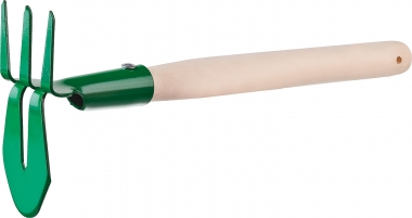 Мотыга-рыхлитель, РОСТОК 39625, с деревянной ручкой, лепесток+3 зуба прямая, 155x70x425мм 39625