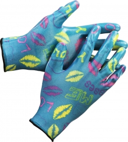 Садовые перчатки GRINDA, прозрачное нитриловое покрытие, синие, размер L-XL 11296-XL