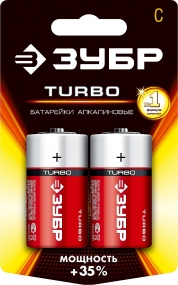 Щелочная батарейка 1.5 В, тип С, 2 шт, ЗУБР Turbo 59215-2C_z01