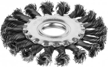 Щетка дисковая для УШМ, жгутированная стальная проволока 0,5 мм, d=100 мм, MIRAX 35140-100 35140-100