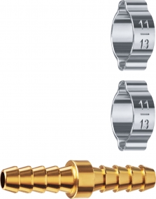 Штуцер соединительный елочка - елочка 8 мм с обжимными хомутами ЗУБР Профессионал 64925-08