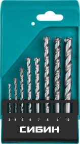 СИБИН 8 шт: d 3-4-5-6-7-8-9-10 мм набор сверл по бетону 29112-H8
