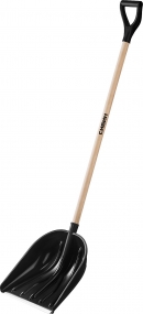 Снеговая лопата СИБИН ЛПД-460 460 мм пластиковая с алюминиевой планкой деревянный черенок V-ручка 421843