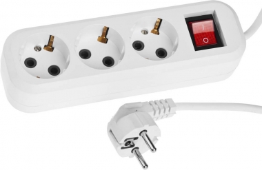 Бытовой удлинитель СИБИН ПВС 3х0.75 3гн. 5м выключатель 2200Вт, У-30В 55036-5