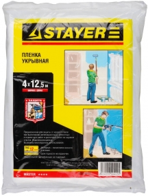 Пленка STAYER MASTER защитная укрывочная, HDPE, 12 мкм, 4 х 12,5 м 1225-15-12