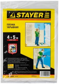 Пленка STAYER STANDARD защитная укрывочная, HDPE, 7 мкм, 4 х 5 м 1225-07-05