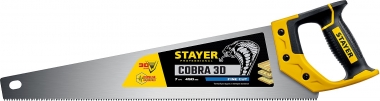 Ножовка универсальная (пила) Cobra 3D 450мм, 7TPI, 3D зуб, точн.рез вдоль и поперек волокон, для средних заготовок из всех видов материалов, STAYER 1512-45_z01