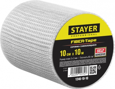 Серпянка самоклеящаяся FIBER-Tape, 10 см х 10м, STAYER Professional 1246-10-10 1246-10-10