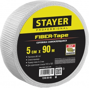 Серпянка самоклеящаяся FIBER-Tape, 5 см х 90м, STAYER Professional 1246-05-90 1246-05-90_z01