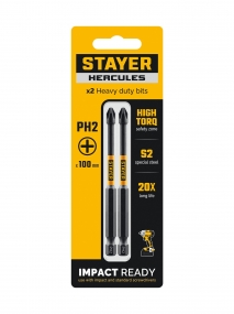 Торсионные биты STAYER PH 2, 100 мм, 2 шт HERCULES 26231-2-100-2