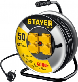 STAYER PRO 325 КГ 3х2.5 50м 4000Вт IP44, Силовой удлинитель на стальной катушке (55076-50) 55076-50_z01