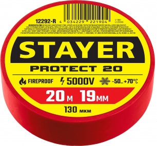 STAYER Protect-20 красная изолента ПВХ, 20м х 19мм 12292-R