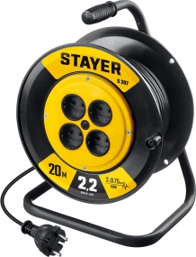 STAYER S 207 ПВС 2х0.75 20м 2200Вт, Удлинитель на катушке (55073-20) 55073-20_z02