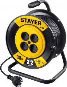 STAYER S 207 ПВС 2х0.75 30м 2200Вт, Удлинитель на катушке (55073-30) 55073-30_z02