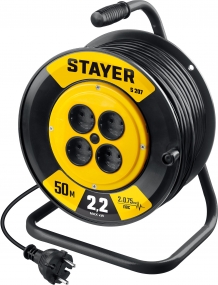 STAYER S 207 ПВС 2х0.75 50м 2200Вт, Удлинитель на катушке (55073-50) 55073-50_z02