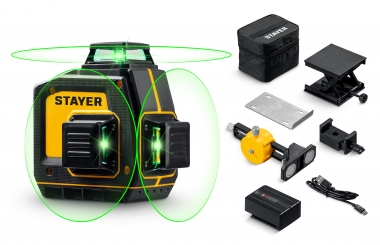 STAYER SL-3D #2, 50м, точн. +/-0,5 мм/м, зеленый лазерный нивелир, микролифт, держатель (34963-2) 34963-2